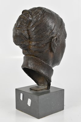 Lot 228 - IAN HANSON; a bronze bust of Bea, on square...