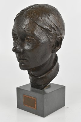 Lot 228 - IAN HANSON; a bronze bust of Bea, on square...