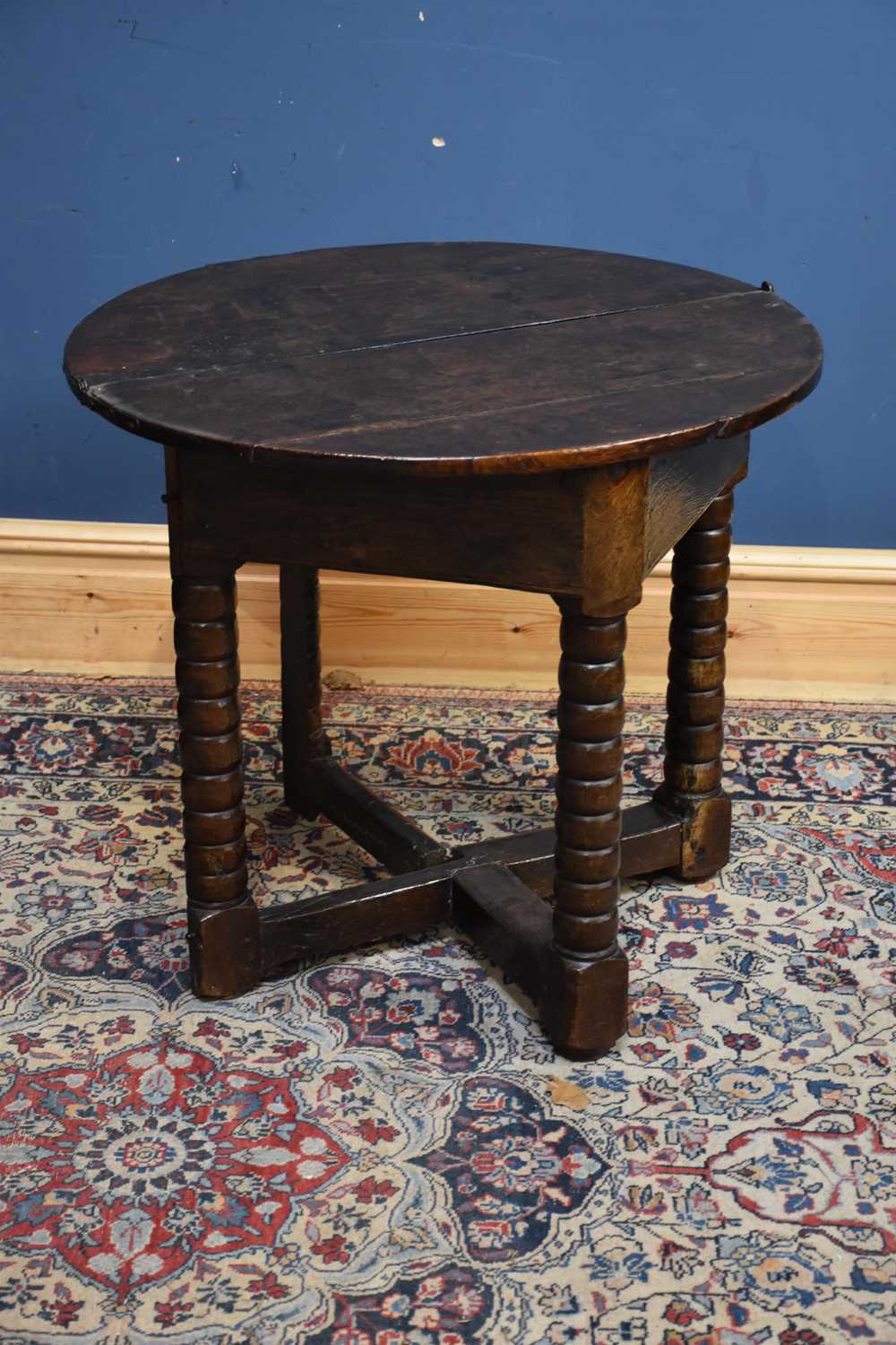 Lot 2 - A James I oak credence table with an oval flat...