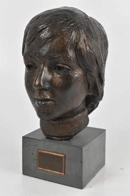 Lot 230 - IAN HANSON; a bronze bust of Oliver, on square...