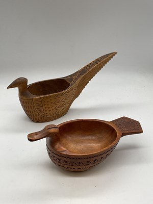Lot 40 - A Scandinavian folk art treen bowl in the form...