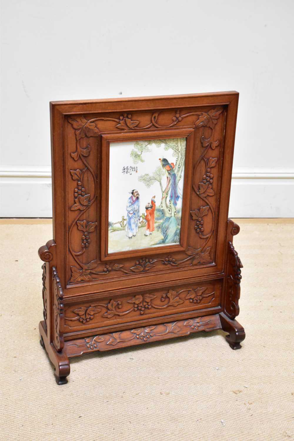 Lot 2613 - A 20th century Chinese fire screen with...