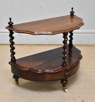 Lot 1275 - A Victorian demi-lune two tier whatnot with...