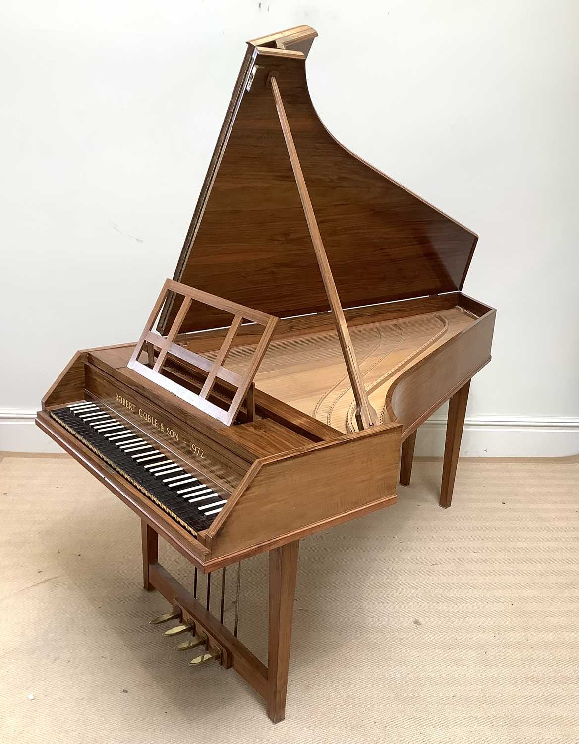 Lot 1071 - ROBERT GOBLE & SON; a walnut harpsichord,...