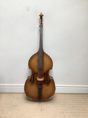 Lot 1053 - A Czechoslovakian double bass, with 111cm...