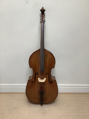 Lot 1054 - A double bass, possibly German, with 110cm two...