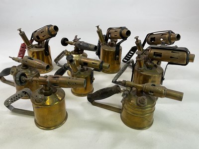 Lot 130 - A quantity of brass blow torches (9)