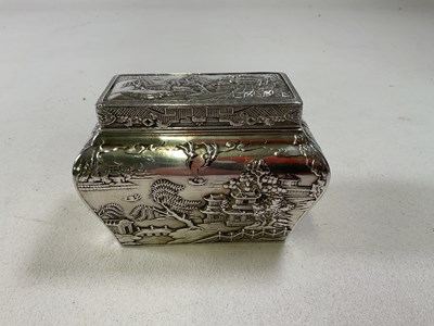 Lot 367 - A circa 1900 Chinese white metal tea caddy...