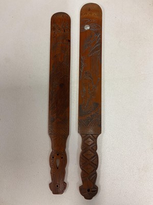 Lot 17 - A pair of Japanese wooden page turners with...