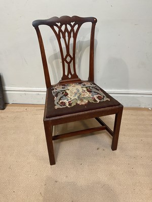Lot 1075 - A 19th century mahogany chair with tapestry...