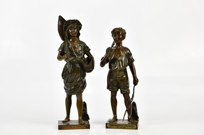 Lot 764 - J GARNIER; a bronze figure, 'Pecheuse de...