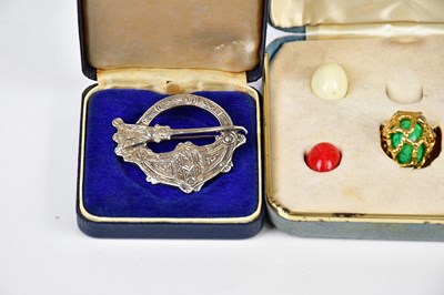 Lot 2541 - A hallmarked silver Celtic brooch, a Trifari...
