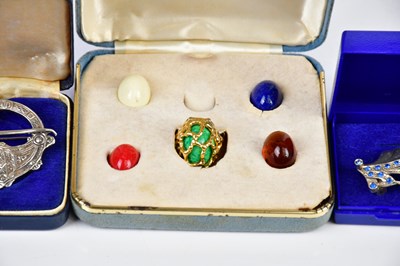 Lot 2541 - A hallmarked silver Celtic brooch, a Trifari...