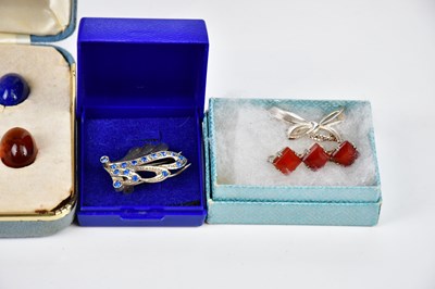 Lot 2541 - A hallmarked silver Celtic brooch, a Trifari...