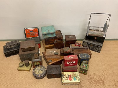 Lot 18 - A large collection of vintage tins, wooden...