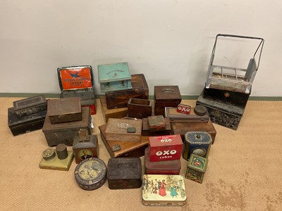 Lot 18 - A large collection of vintage tins, wooden...