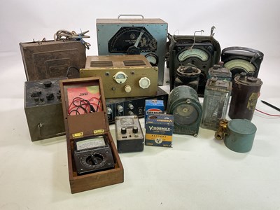 Lot 134 - A quantity of vintage batteries, avometer and...