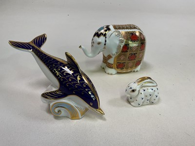 Lot 285 - ROYAL CROWN DERBY; animal paperweights...