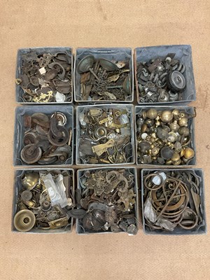 Lot 116 - A large quantity of brass furniture fittings...