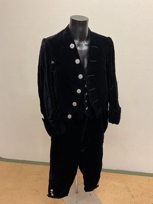 Lot 107 - A vintage man's velvet tailcoat with waistcoat...