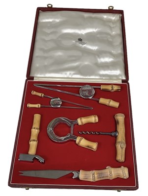 Lot 352 - ASPREY & CO LTD; a cased bamboo handled wine set.