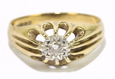 Lot 1191 - A 9ct yellow gold diamond signet ring, size P...