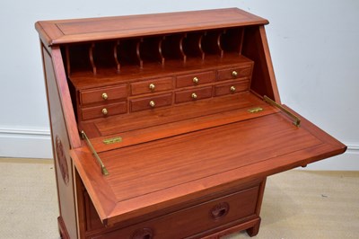 Lot 1065 - A Singapore rosewood bureau, the fall front...
