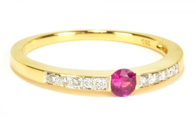 Lot 173 - An 18ct yellow gold ruby and diamond dress...