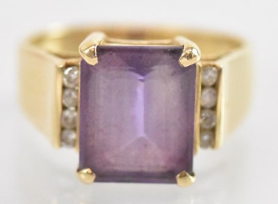 Lot 1298 - A 14ct yellow gold amethyst and diamond set...