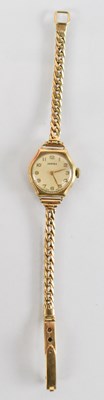 Lot 1447 - VERTEX; a 9ct yellow gold lady's wristwatch on...