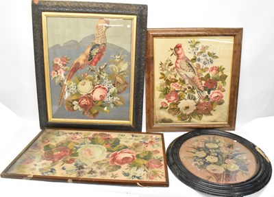 Lot 269 - A large tapestry, still life of a bird amongst...