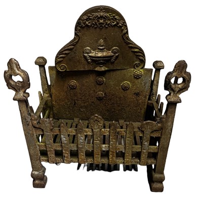 Lot 556 - A Victorian cast iron fire grate, width 50cm.