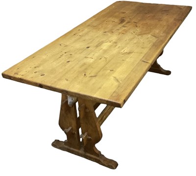 Lot 24 - A 20th century pine refectory table, top 193 x...