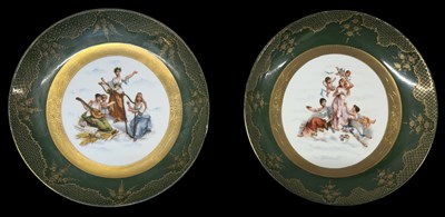 Lot 618 - VICTORIA; a pair of Austrian hand painted wall...