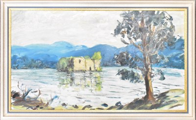 Lot 275 - COLIN MURDOCH; oil on board, rural lake scene,...