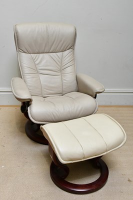 Lot 1152 - EKORNES; a cream leather Stressless recliner...