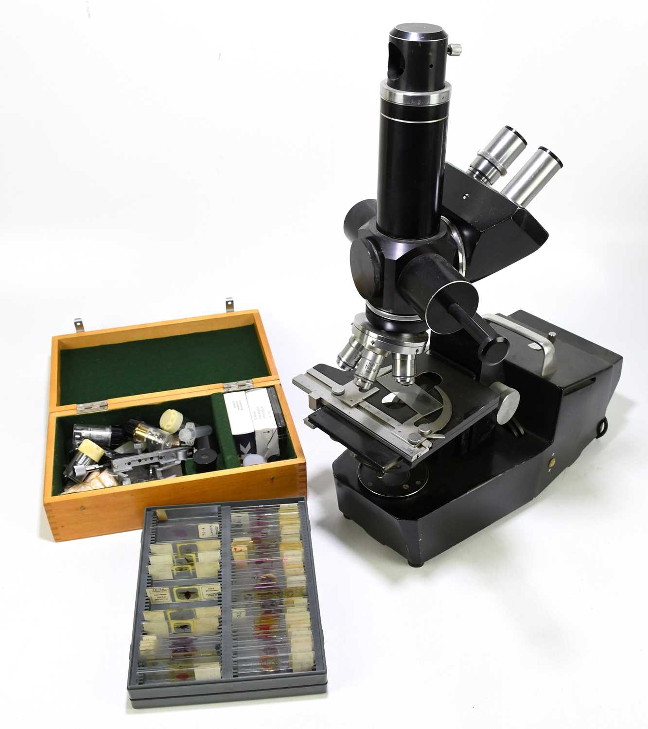 Lot 145 - An electric binocular microscope initialled GS...