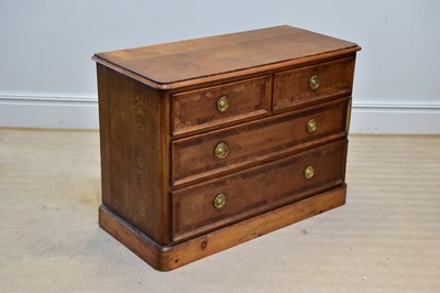 Lot 1259 - A Victorian crossbanded oak chest of two short...