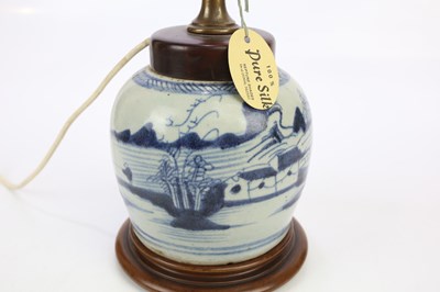 Lot 2615 - A Chinese blue and white ginger jar converted...