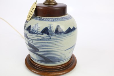 Lot 2615 - A Chinese blue and white ginger jar converted...