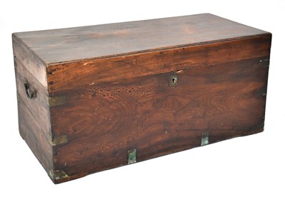 Lot 61 - A camphor wood bedding box with brass swing...