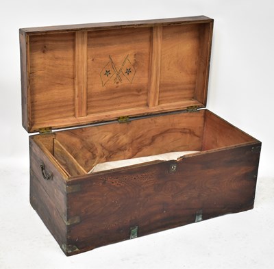Lot 61 - A camphor wood bedding box with brass swing...