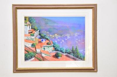 Lot 804 - ANTHONY ORME (born 1945); pastel, view from a...