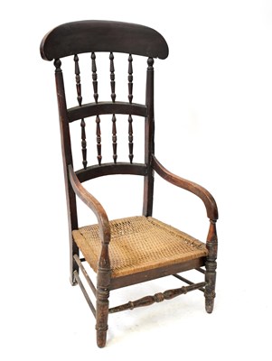 Lot 52 - A 19th century high back nursing chair with...