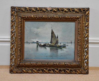 Lot 769 - UNATTRIBUTED; oil on canvas, Venice boating...