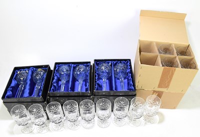 Lot 520 - BOHEMIA; twelve cut crystal hock glasses, in...