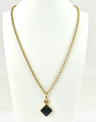 Lot 1088 - A 9ct gold belcher link necklace with lobster...