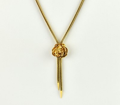 Lot 1083 - A 9ct gold dainty necklace with rose fixed...