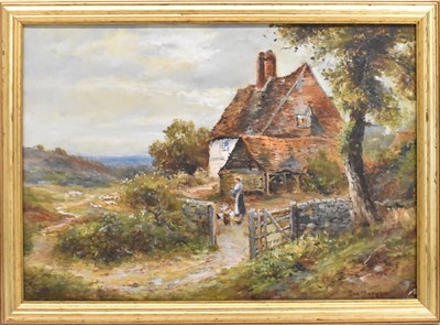 Lot 228 - EVA MARYON; oil on canvas, rural scene, lady...