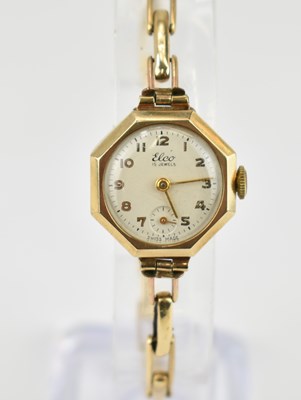 Lot 1191 - ELCO; a 9ct gold ladies' wristwatch of...